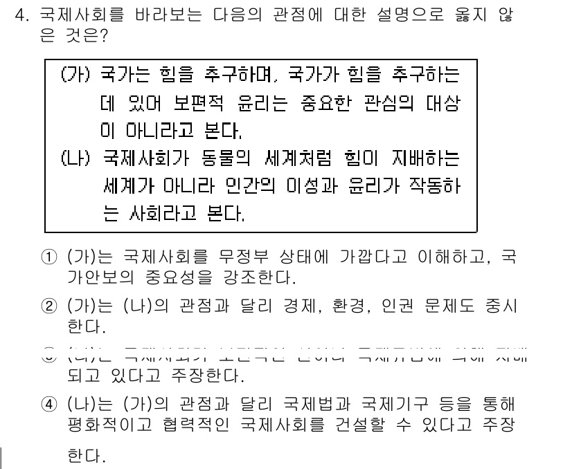 9급_국가직_공무원_사회 2019년 4번 - . 

국제사회는 국가만을 주요 주체로 보지 않으며, 비정부기구, 국제기... 에 관한 핵심 기출문제