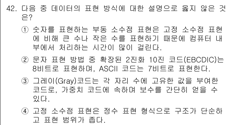워드프로세서_(구_1급) 2019년 42번 - 그래이 코드(Gray code)는 비트 간 차이를 최소화하여 인코딩되는 ... 에 관한 핵심 기출문제