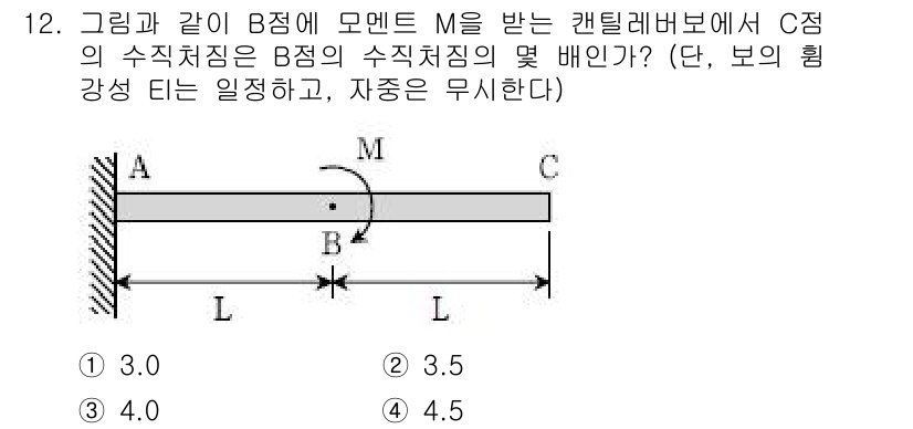 9급_국가직_공무원_응용역학개론 2018년 12번 - 문제에서 주어진 조건에 따라 B점에서 C점까지의 수직 제심을 계산하면, ... 에 관한 핵심 기출문제