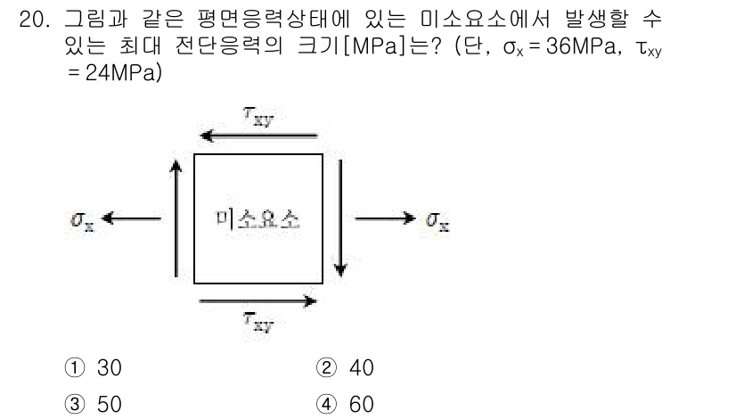 9급_국가직_공무원_응용역학개론 2019년 20번 - 해당 자격증의 핵심 개념을 묻는 객관식 문제