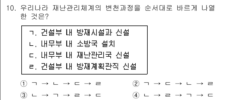9급_국가직_공무원_재난관리론 2015년 10번 - 재난관리체계의 변화 과정은 기본적으로 예방, 준비, 대응, 복구의 단계로... 에 관한 핵심 기출문제