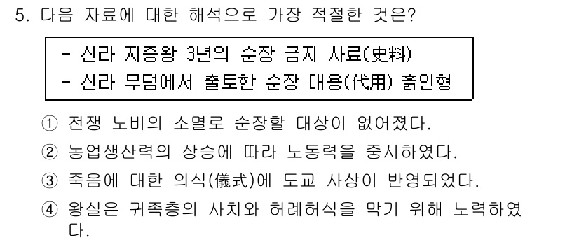 9급_국가직_공무원_한국사 2015년 5번 - 정답 4번은 왕실은 귀족계층의 사회적 허례를 막기 위해 노력했다는 내용으... 에 관한 핵심 기출문제