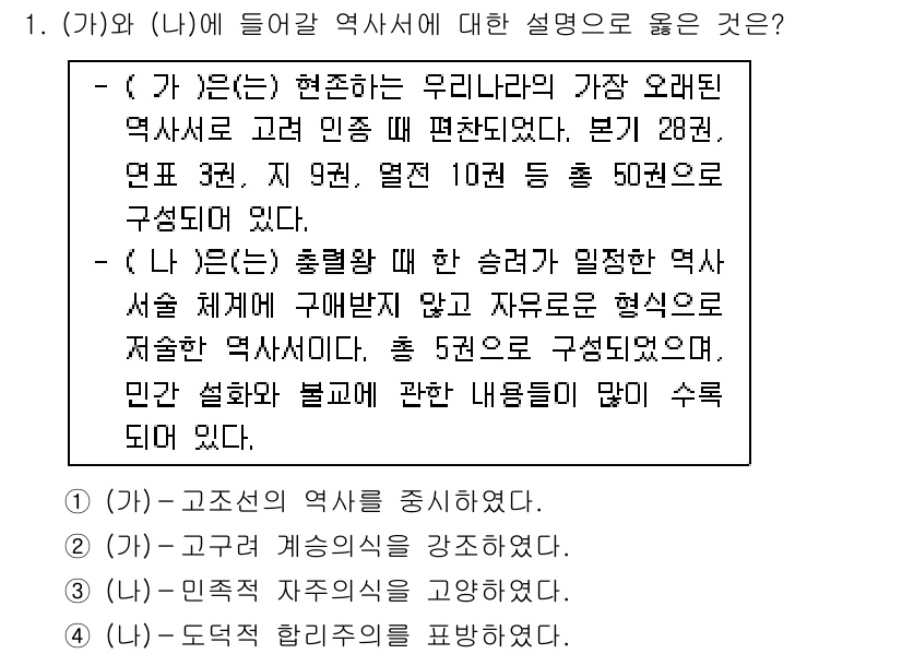 9급_국가직_공무원_한국사 2016년 1번 - 해당 자격증의 핵심 개념을 묻는 객관식 문제