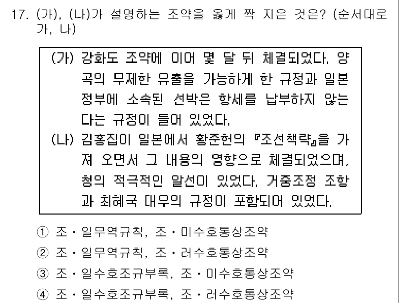 9급_국가직_공무원_한국사 2019년 17번 - (가)와 (나)에서는 국가 정책과 규범의 적용에 대한 내용을 다루고 있습... 에 관한 핵심 기출문제