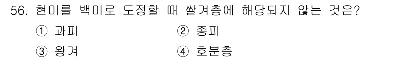 식품안전기사 2019년 56번 - 현미를 백미로 도정할 때, 해가 되지 않는 것은 '호분층'입니다. 호분층... 에 관한 핵심 기출문제