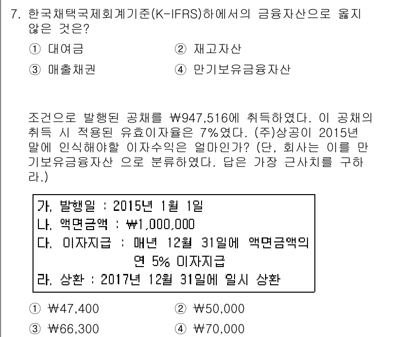 전산회계운용사_2급 2015년 7번 - 한국채택국제회계기준(K-IFRS)에서는 대여금의 상환가능성을 고려하여 자... 에 관한 핵심 기출문제