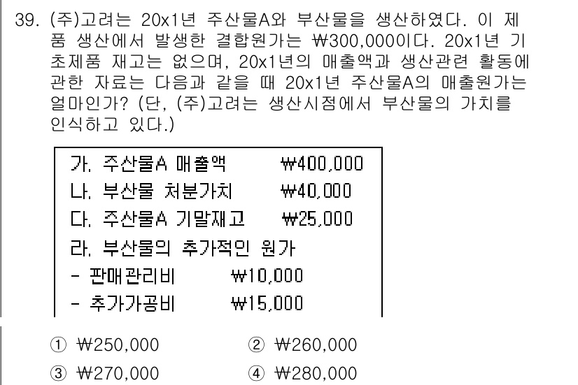 전산회계운용사_2급 2019년 39번 - 20X1년의 매출원가는 400,000원이므로 판매가에서 매출원가를 빼면 ... 에 관한 핵심 기출문제