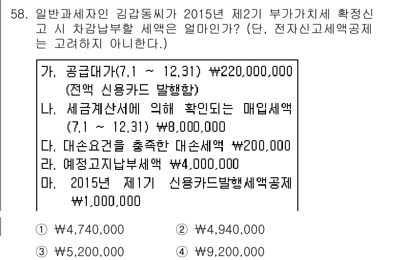 전산회계운용사_1급 2015년 57번 - 해당 자격증의 핵심 개념을 묻는 객관식 문제