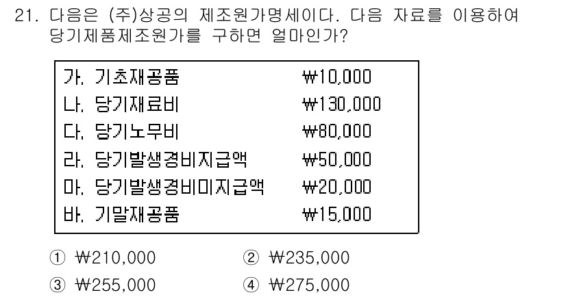전산회계운용사_1급 2018년 19번 - 정답은 4번, 당기순이익입니다. 상품별로 제공된 정보에서 총 매출, 매출... 에 관한 핵심 기출문제