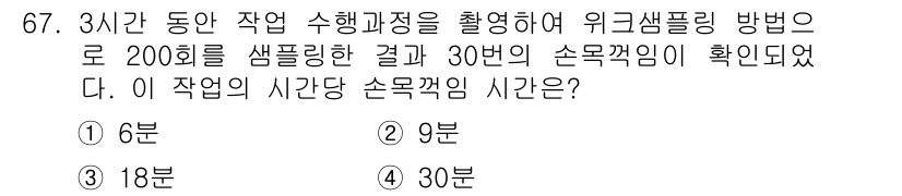 인간공학기사 2019년 67번 - 해당 자격증의 핵심 개념을 묻는 객관식 문제