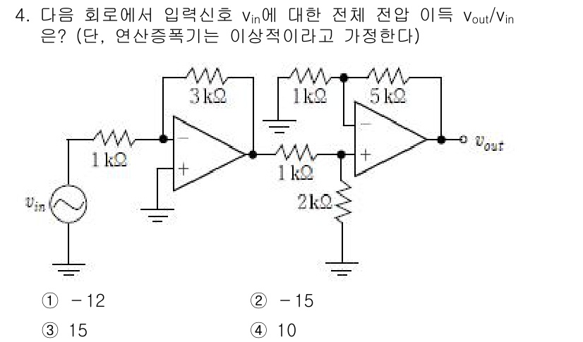 9급_국가직_공무원_전자공학개론 2015년 4번 - 이 회로에서 피드백 루프는 비반전 증폭기와 저항으로 구성되어 있습니다. ... 에 관한 핵심 기출문제