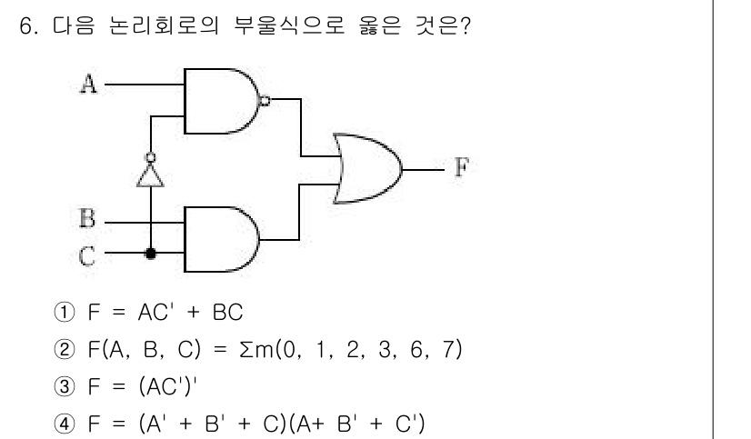 9급_국가직_공무원_컴퓨터일반 2015년 6번 - 주어진 회로는 AND, OR, NOT 게이트로 구성되어 있으며, 입력 A... 에 관한 핵심 기출문제