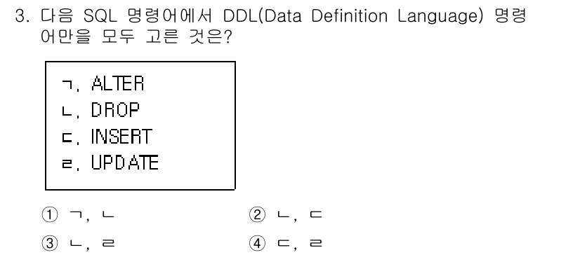 9급_국가직_공무원_컴퓨터일반 2018년 3번 - DDL(Data Definition Language) 명령어는 데이터베이... 에 관한 핵심 기출문제