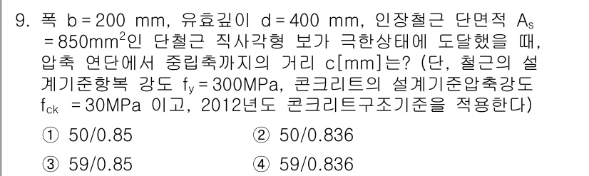 9급_국가직_공무원_토목설계 2016년 9번 - 압축 연속체에서 철근의 설계와 콘크리트의 압축강도, 그리고 소성 변형 특... 에 관한 핵심 기출문제