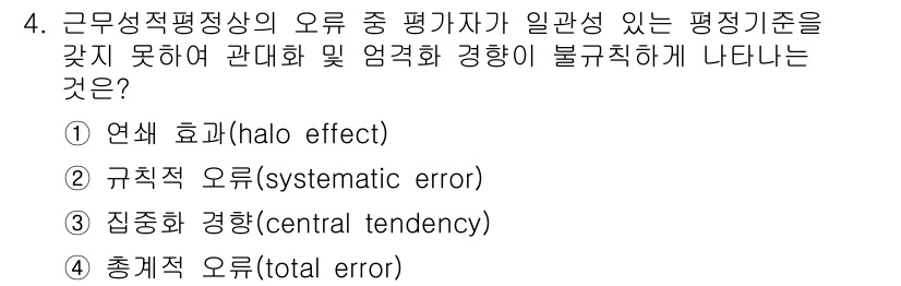 9급_국가직_공무원_행정학개론 2018년 4번 - 총계적 오류는 평가자가 특정 집단이나 개인을 전체적으로 부정적으로 평가하... 에 관한 핵심 기출문제