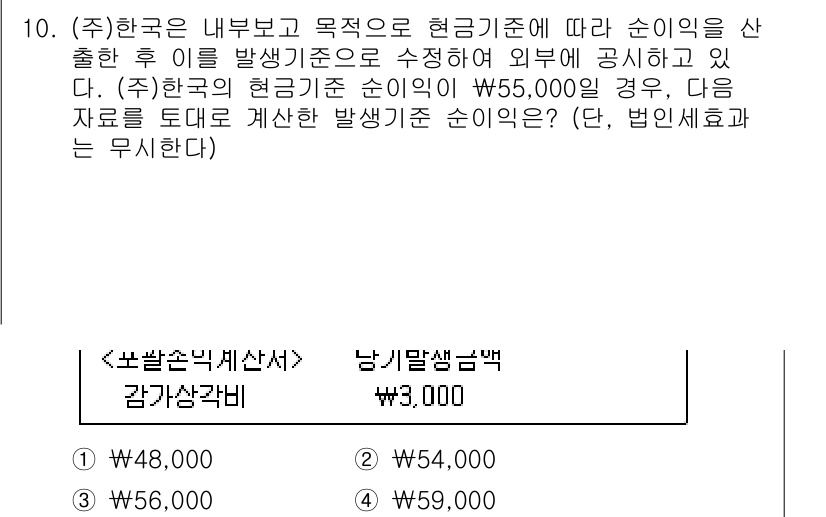 9급_국가직_공무원_회계학 2016년 9번 - 주어진 문제는 회사의 순이익 계산에 관한 것으로, 제시된 순이익 기준에 ... 에 관한 핵심 기출문제