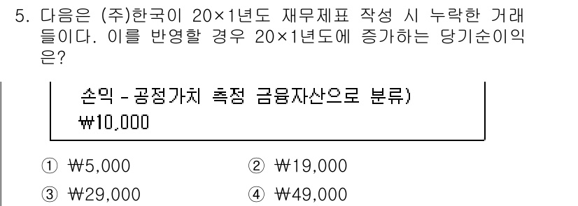 9급_국가직_공무원_회계학 2018년 5번 - 이 문제는 재무제표 작성에 따른 총 손익을 계산하는 것입니다. 손익은 매... 에 관한 핵심 기출문제
