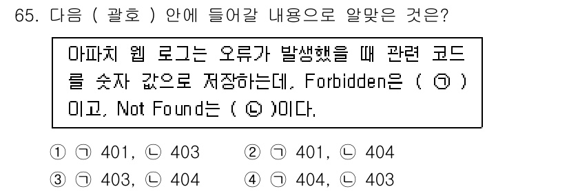 리눅스마스터_1급 2019년 65번 - 아파치 웹 서버에서 "403 Forbidden" 오류는 서버가 요청을 이... 에 관한 핵심 기출문제