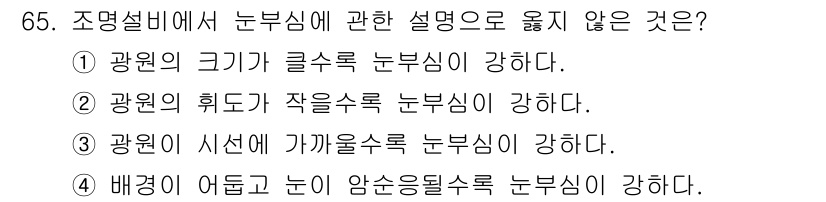 실내건축기사 2019년 65번 - 해당 자격증의 핵심 개념을 묻는 객관식 문제