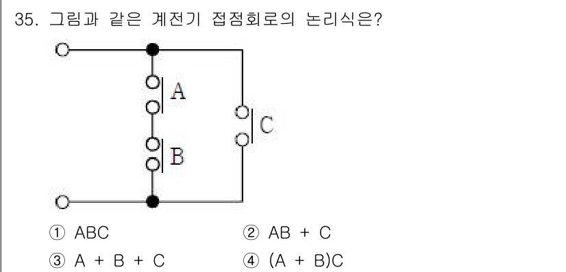 철도신호기사 2017년 35번 - 주어진 그림은 접점 회로를 나타내며, A와 B의 상태에 따라 출력이 결정... 에 관한 핵심 기출문제