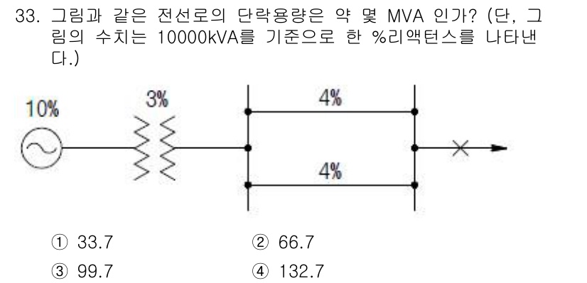전기산업기사 2018년 33번 - 주어진 문제에서 전선로의 단락 용량을 계산하기 위해, 전선로의 임피던스와... 에 관한 핵심 기출문제