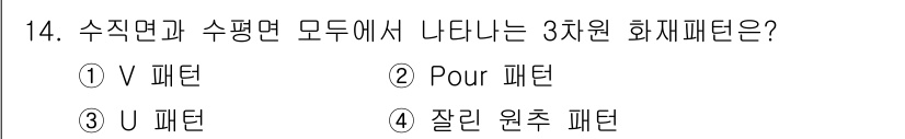 화재감식평가기사 2019년 14번 - 잘론 원추 패턴은 수직면과 수평면 모두에서 발생할 수 있는 화재 패턴으로... 에 관한 핵심 기출문제