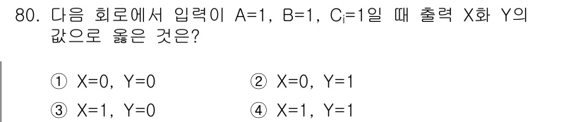 컴퓨터시스템기사(B형) 2019년 80번 - 입력 A, B, C의 값에 따라 출력 X와 Y의 값을 결정하는 논리회로의... 에 관한 핵심 기출문제