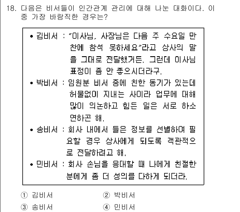 비서_3급 2017년 18번 - 인사말 생략 시 상대방에 대한 기본적인 예의와 존중이 결여되므로, 자연스... 에 관한 핵심 기출문제