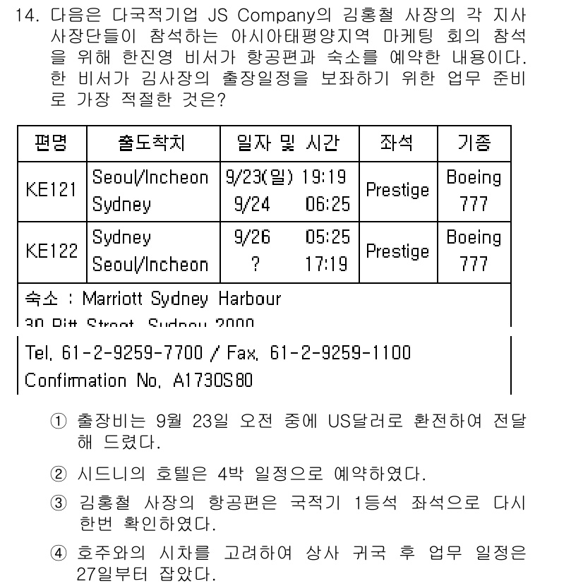 비서_2급 2015년 14번 - 이유는 비서가 회의에 참여하는 인사들에게 적절한 교통편을 제공하고, 호텔... 에 관한 핵심 기출문제