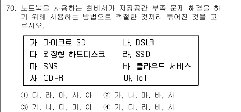 비서_1급 2016년 70번 - 클라우드 서비스는 데이터 저장 및 관리에 유연성을 제공하여 저장 공간 문... 에 관한 핵심 기출문제