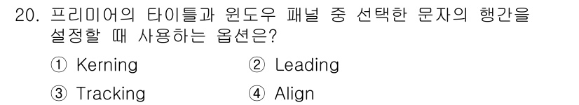 디지털영상편집_2급 2016년 20번 - 해당 자격증의 핵심 개념을 묻는 객관식 문제