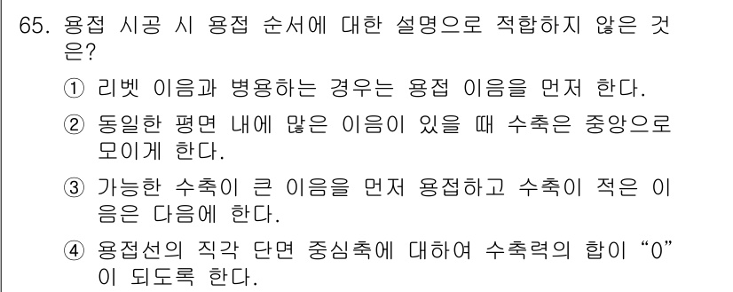 용접기사 2019년 66번 - 해당 자격증의 핵심 개념을 묻는 객관식 문제