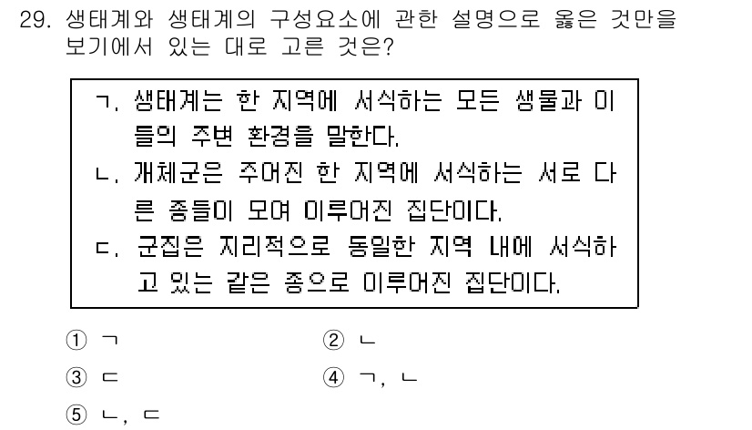 변리사_1차(3교시) 2016년 29번 - 생태계는 특정 지역 내 다양한 생물들이 상호작용하며 구성되어 있으며, 이... 에 관한 핵심 기출문제