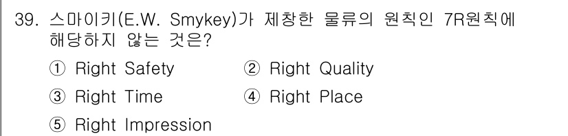 물류관리사_1교시 2018년 39번 - ) Right Impression

"Right Impression"은 ... 에 관한 핵심 기출문제