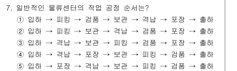 물류관리사_2교시 2017년 7번 - 해당 자격증의 핵심 개념을 묻는 객관식 문제