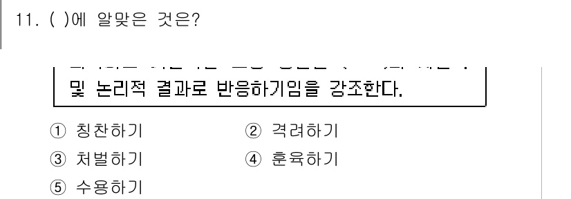 청소년상담사_1급(2교시)(구) 2015년 11번 - 정답은 2. '격려하기'입니다. 청소년 상담에서 긍정적 행동을 강화하고 ... 에 관한 핵심 기출문제