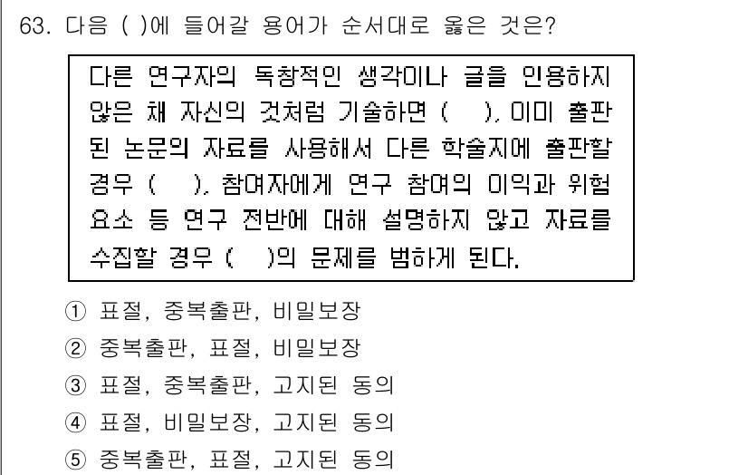 청소년상담사_1급(1교시)(구) 2016년 63번 - 연구의 독립적인 특성을 강조하며, 참여자의 미흡한 이해나 위험 요소에 대... 에 관한 핵심 기출문제