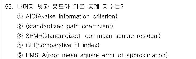 청소년상담사_1급(1교시) 2016년 55번 - 표준화 경로 계수(standardized path coefficient)... 에 관한 핵심 기출문제