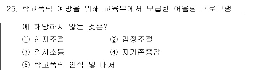 청소년상담사_1급(2교시) 2016년 25번 - 해당 자격증의 핵심 개념을 묻는 객관식 문제