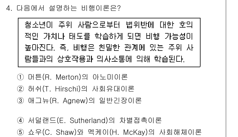 청소년상담사_1급(2교시) 2016년 4번 - 정답인 4번은 '소외(S. Shaw)와 맥케이(M. McKay)의 사회해... 에 관한 핵심 기출문제