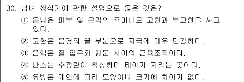 청소년상담사_1급(2교시)(구) 2017년 30번 - . 

해설: 남녀 생식기의 구조와 기능은 신체적 차이로 인해 구별되며,... 에 관한 핵심 기출문제