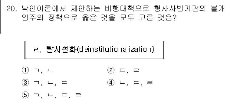 청소년상담사_1급(2교시) 2017년 20번 - 탈시설화(deinstitutionalization)는 장애인이나 정신질환... 에 관한 핵심 기출문제