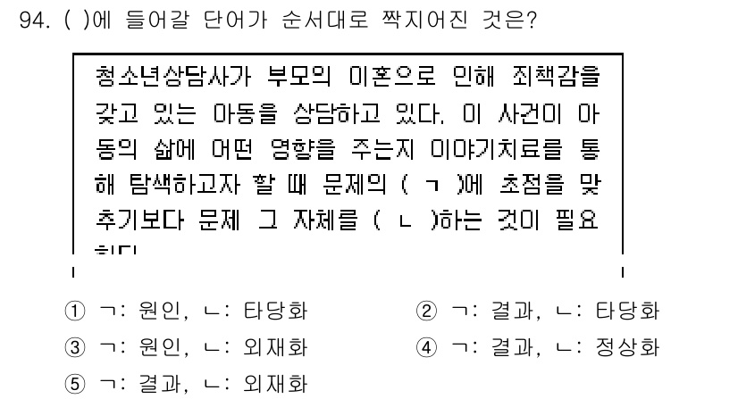 청소년상담사_1급(2교시) 2017년 94번 - 주어진 문장은 청소년 상담과 관련된 문제 해결 과정에서의 사고 방식을 설... 에 관한 핵심 기출문제