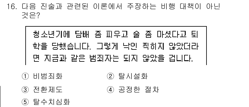 청소년상담사_1급(2교시) 2018년 16번 - 해당 자격증의 핵심 개념을 묻는 객관식 문제