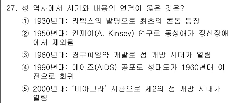 청소년상담사_1급(2교시) 2018년 27번 - 정답인 이유는 1960년대에 성에 대한 연구와 사회적 관심이 증가하면서 ... 에 관한 핵심 기출문제