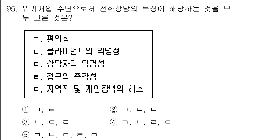 청소년상담사_1급(2교시) 2018년 95번 - 해당 자격증의 핵심 개념을 묻는 객관식 문제