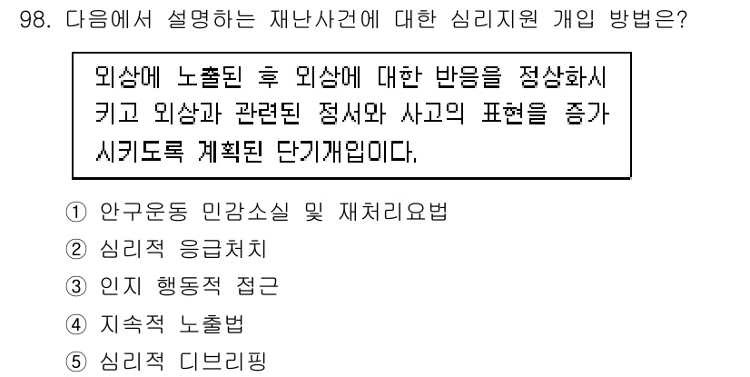 청소년상담사_1급(2교시) 2018년 98번 - 해당 자격증의 핵심 개념을 묻는 객관식 문제