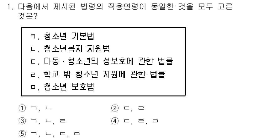 청소년상담사_1급(2교시) 2019년 1번 - 청소년 기본법과 청소년복지지원법은 청소년의 권리와 복지를 다루고 있으며,... 에 관한 핵심 기출문제