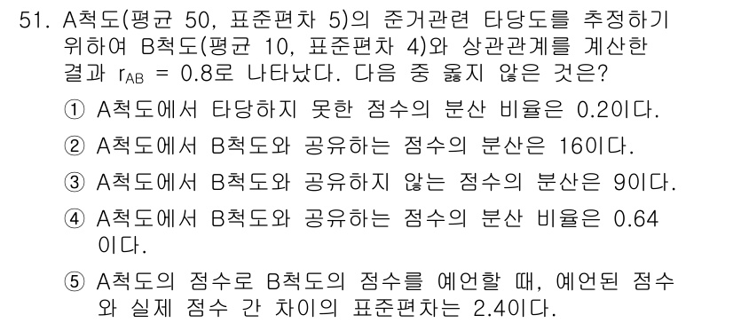 청소년상담사_2급(1교시)(구) 2015년 51번 - A의 점수와 B의 점수가 서로 독립적이기 때문에 A가 B의 점수에 영향을... 에 관한 핵심 기출문제