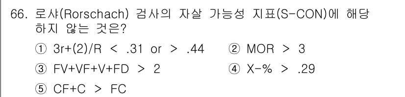 청소년상담사_2급(1교시) 2017년 66번 - 로샤 검사에서 자살 가능성 지표인 S-CON에 대한 각 항목의 의미를 검... 에 관한 핵심 기출문제